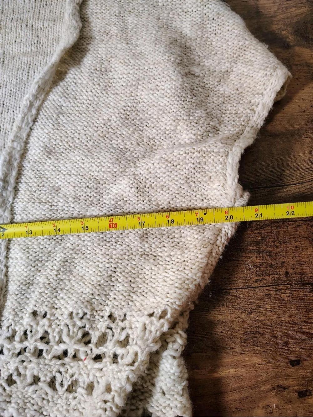 Hollister Womens Bohemian Boho short sleeve cardigan vest ivory beige Sz S/M - Picture 7 of 8